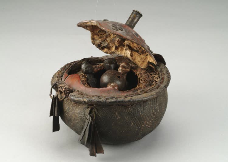 Calabash with Ritual Pieces, Songye, circa 1910