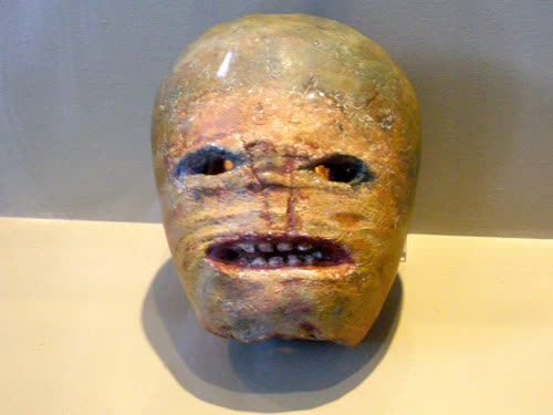 A carved turnip from early 20th century in a museum in Ireland.