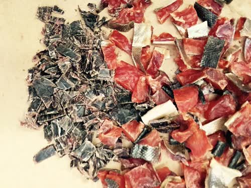 Mipkku - dry caribou meat with piffi - dry fish