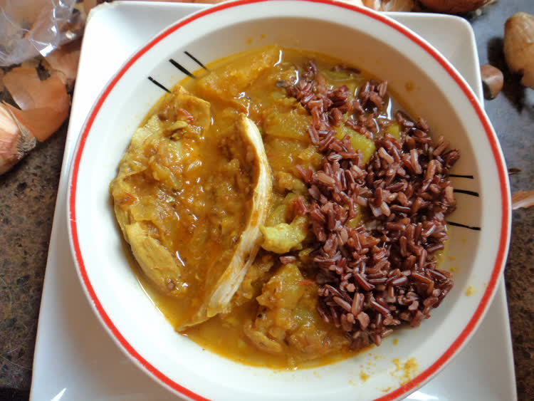 Chicken Curry and Red Rice