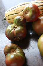aug -  Tomato harvest - Cherokee Purple.