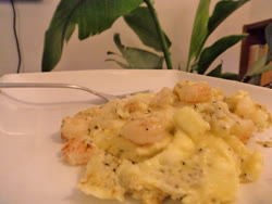 dec -  Cheese and shrimp scrambled eggs